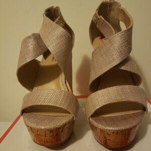 Nude Raffia Wedge Sandal